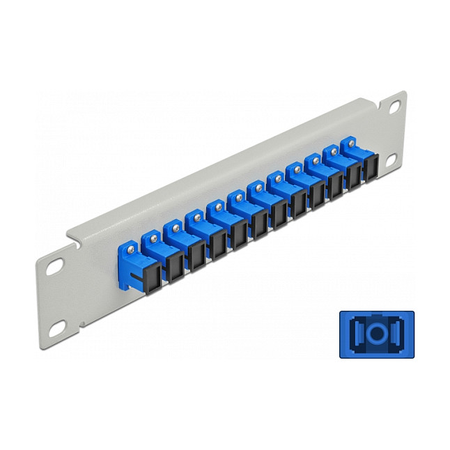 Mrežni patch panel DELOCK 10" za optiku (12x SC Simplex, 1U, sivi)