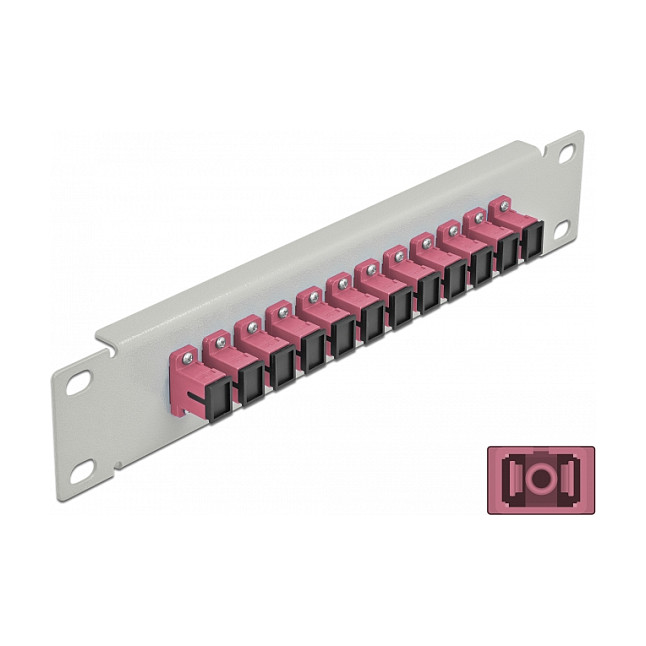 Patch panel DELOCK 10" za optičke kablove (12x SC Simplex port, 1U, sivi)-0