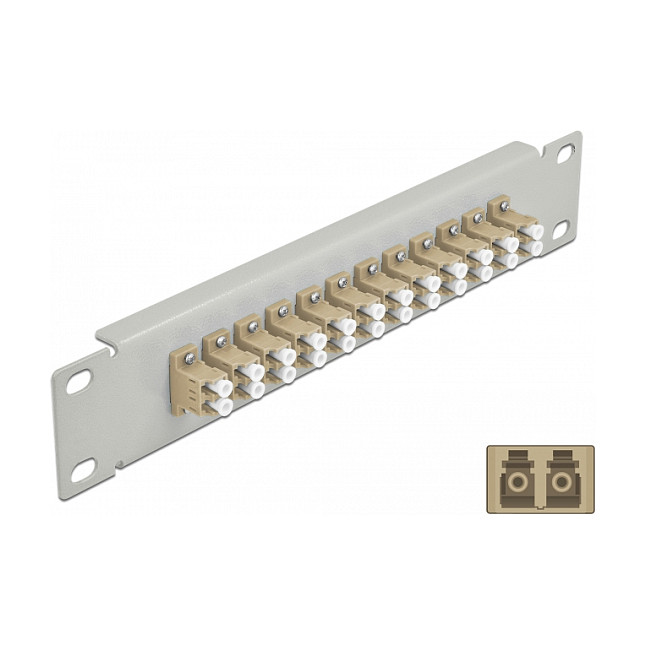 Patch panel DELOCK 10" za optiku (1U, 12x LC Duplex, sivi)