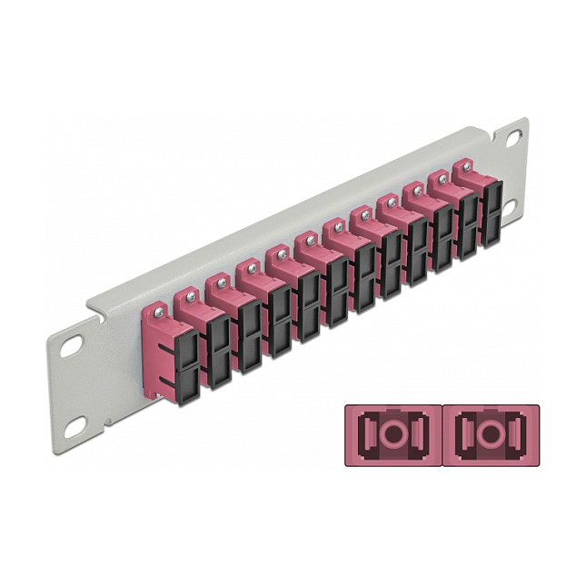 Patch panel DELOCK 10" 1U za 12x SC Duplex, sivi