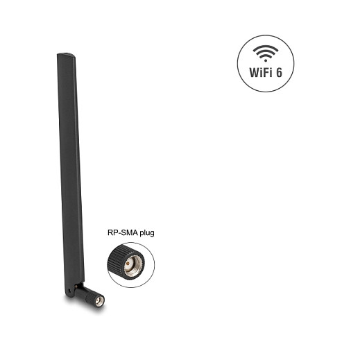 WiFi Antena DELOCK 90677 (RP-SMA, 3-6 dBi, 2.4/5 GHz, WiFi 6)-1
