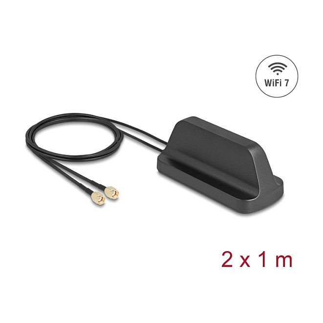 WiFi Antena DELOCK 81454 (WiFi 7, 2x RP-SMA, 2.4-4.0 dBi, magnetska baza, 1m kabel, vanjska)-0