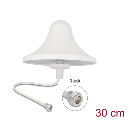 Antena DELOCK 4G/WiFi 2.4 GHz N Jack 3 dBi (omnidirekcijska, stropna montaža, bijela)