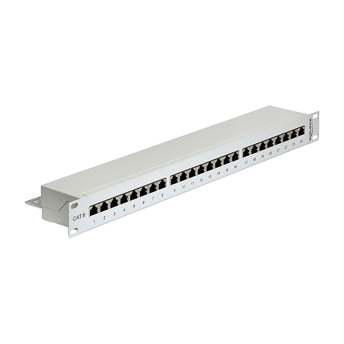 Patch panel DELOCK 19" 24 Port Cat.6 (1U, LSA, sivi)