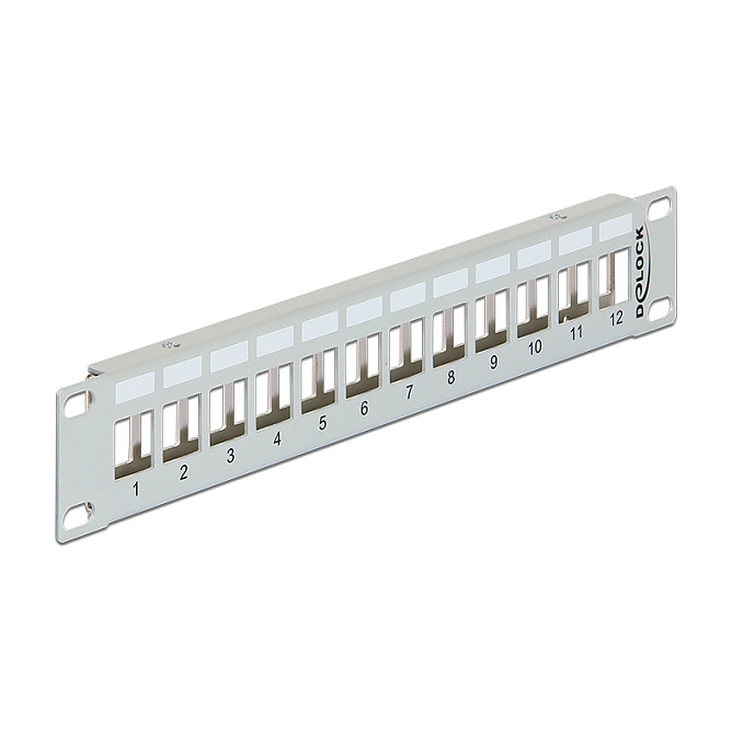 Mrežni patch panel DELOCK 10″ Keystone 12 Port (metalni, sivi)
