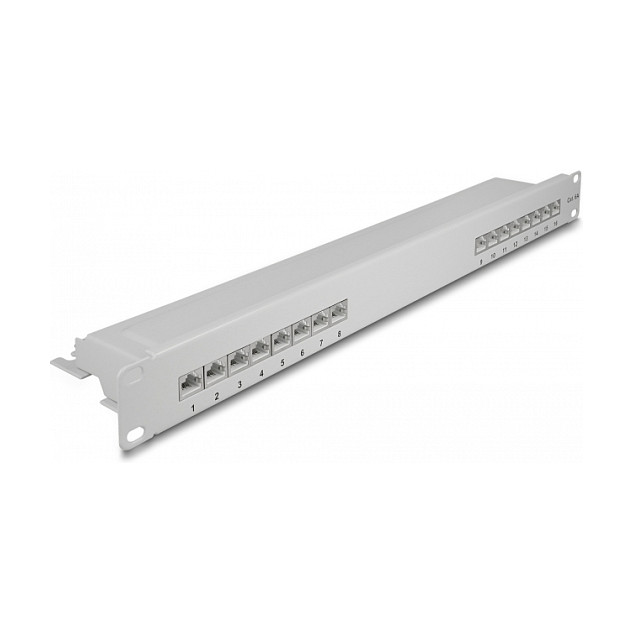 Patch panel DELOCK 19" 16 Port Cat.6A (1U, STP, sivi)-0