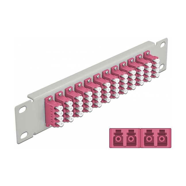 Mrežni patch panel DELOCK 10" optički (66800), 12 x LC Quad port, 1U, sivi-0