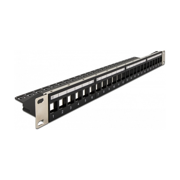 Keystone Patch Panel DELOCK 19" 24 Porta (1U, s rasteretnom šipkom, crni)-0