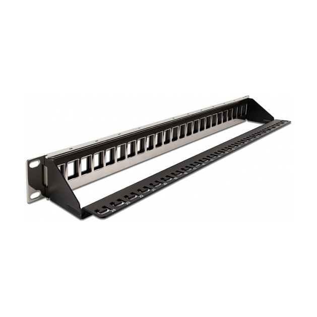 Keystone Patch Panel DELOCK 19" 24 Porta (1U, s rasteretnom šipkom, crni)-1