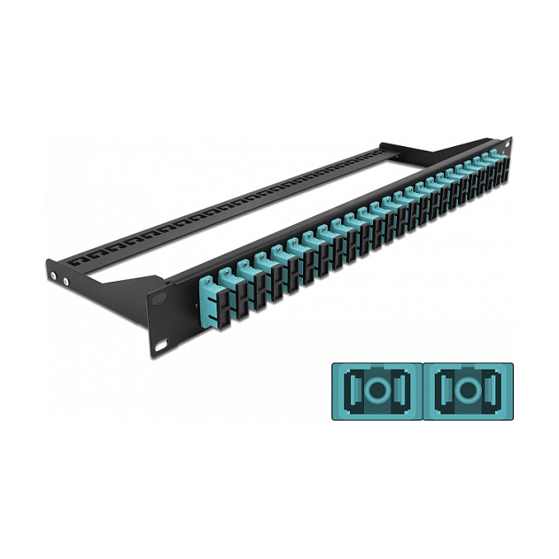 Optički patch panel DELOCK 19" za 24x SC Duplex (1U, OM3, Aqua)
