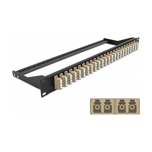 Patch panel DELOCK 19" za optiku 24 porta LC Quad (1U, bež)-0