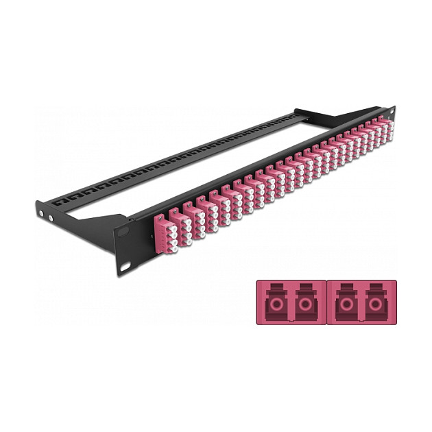 Mrežni patch panel DELOCK 19″ Fiber Optic 24 Port LC Quad OM4 (1U, Multimode)
