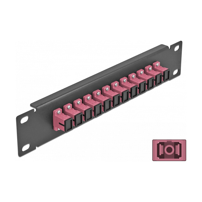 Mrežni patch panel DELOCK 10″ za optička vlakna (12x SC Simplex OM4, 1U, crni)-0