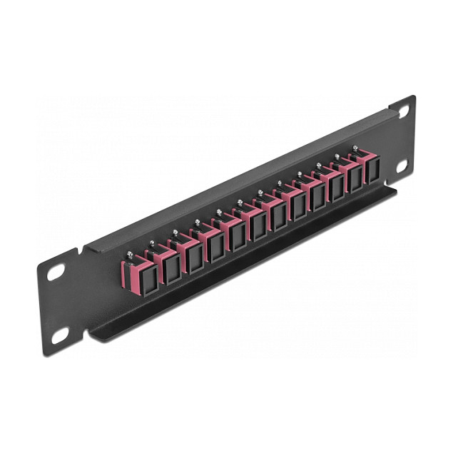 Mrežni patch panel DELOCK 10″ za optička vlakna (12x SC Simplex OM4, 1U, crni)-1