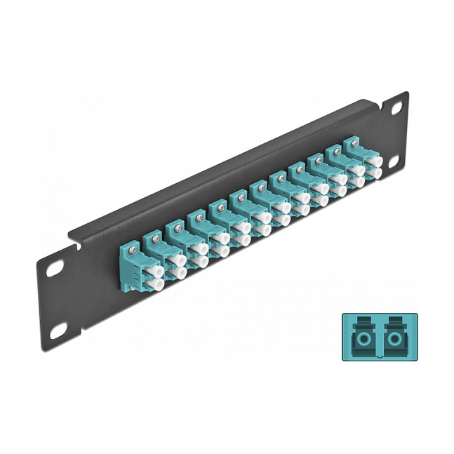 Mrežni patch panel DELOCK 10" Fiber Optic 12 x LC Duplex (OM3, 1U, crni)