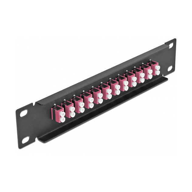 Mrežni patch panel DELOCK 10" za optičke kablove (12x LC Duplex OM4, 1U, crni)-1