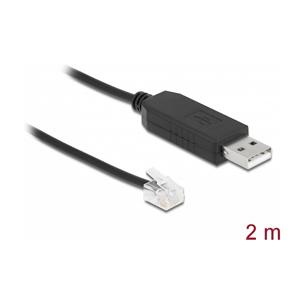 DELOCK Adapter kabel USB-A na Serijski RS-232 RJ12 (2m, FTDI, ESD zaštita, za Skywatcher)-1