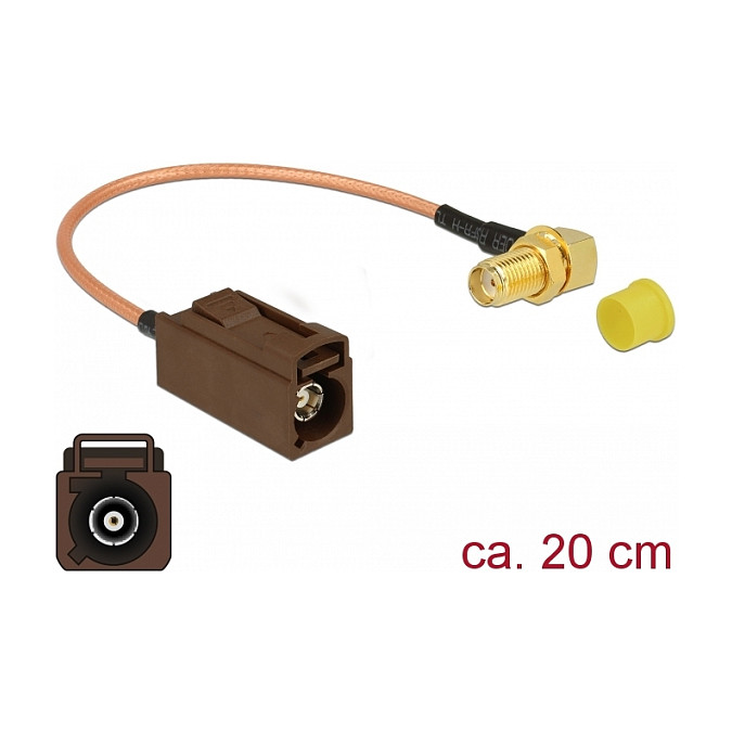 DELOCK Antenski kabel FAKRA F (ž) na SMA 90° (ž) za ugradnju, RG-316, 20 cm-0