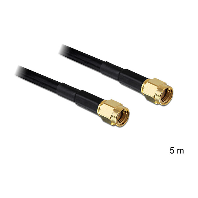 Antenski kabel DELOCK 88901 RP-SMA (M) na RP-SMA (M), 5m, LMR195 low loss