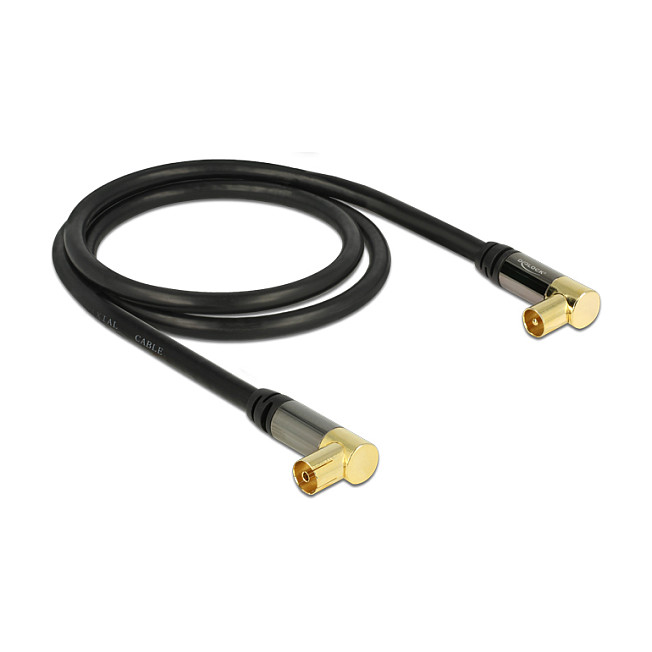 Antenski kabel DELOCK 88461 (IEC muški 90° > IEC ženski 90°, RG-6/U, 1m)-0