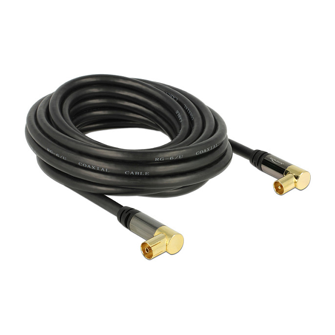 DELOCK Antenski kabel IEC 90° (M) na IEC 90° (Ž) RG-6/U, 5m, bijeli (88919)