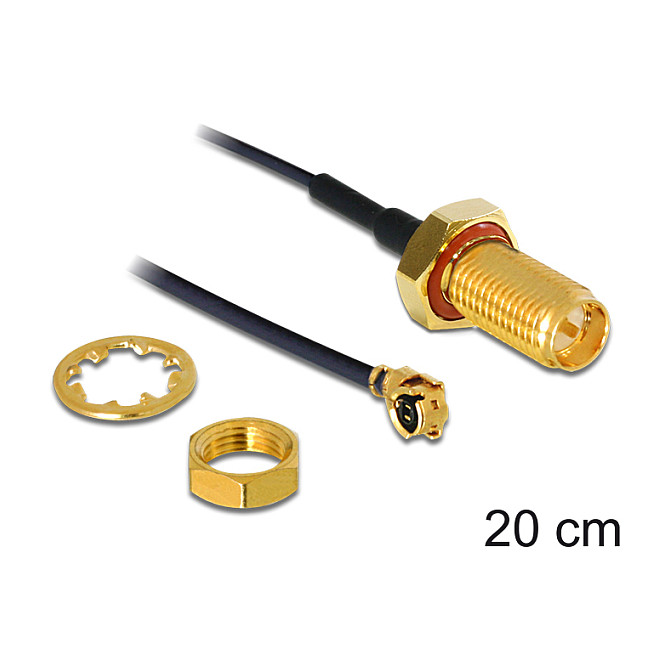 Antenski pigtail kabel DELOCK 88941 (RP-SMA ženski na MHF/U.FL, 20cm, 1.13mm, otporan na prskanje)-0