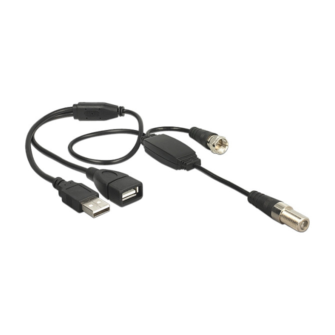 DELOCK Adapter za fantomsko napajanje 5V (F-ženski > F-muški + USB-A, 22 cm)-0