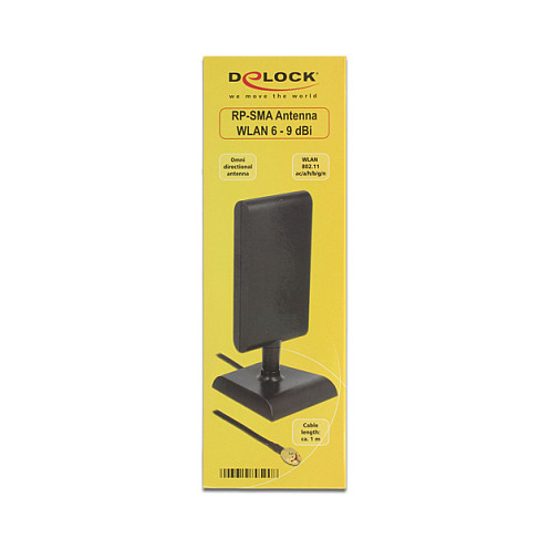 WLAN Antena DELOCK 88900 (RP-SMA, 6-9 dBi, 2.4/5 GHz, magnetska baza)-1