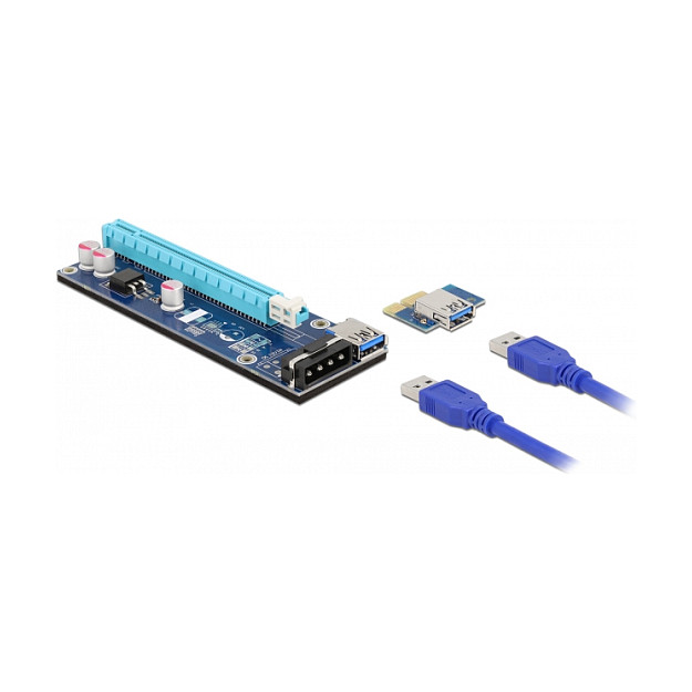 Riser kartica DELOCK PCI Express x1 na x16 (60 cm USB kabel, SATA napajanje)-0