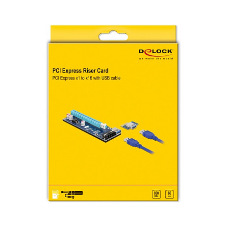 Riser kartica DELOCK PCI Express x1 na x16 (60 cm USB kabel, SATA napajanje)-3
