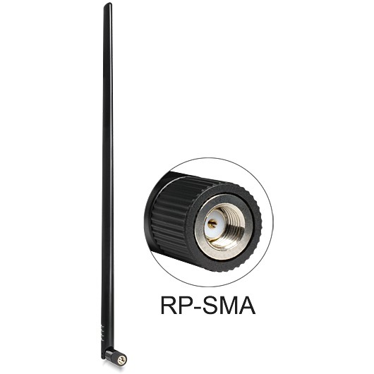 DELOCK WLAN Antena 88395 (RP-SMA, 9 dBi, 2.4 GHz, omnidirekcijska) crna