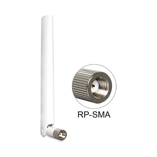 DELOCK 88392 WLAN Dual Band Antena (RP-SMA, 2.4/5 GHz, 2-4 dBi, omnidirekcijska) bijela