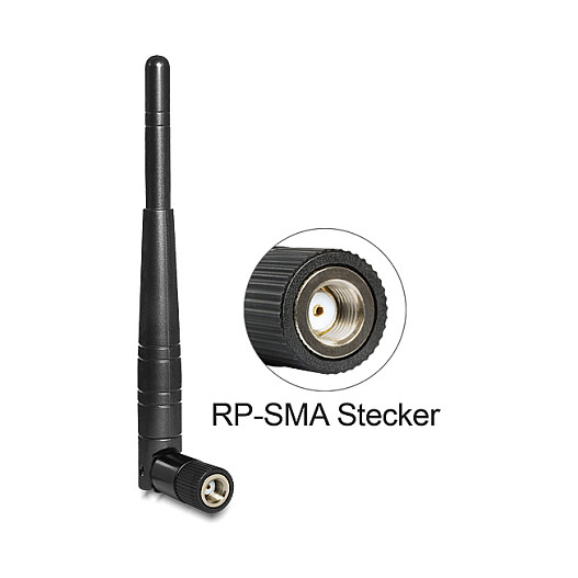 DELOCK 88397 WLAN Antena (RP-SMA, 3 dBi, 2.4/5 GHz, Dual Band, omnidirekcijska) crna
