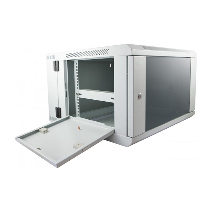 Mrežni ormar ALLNET 19" 6U zidni dvodijelni (dubina 600mm, staklena vrata, sivi) ALL-SMB-6606-LG-3