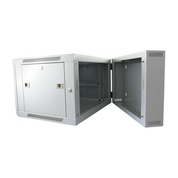 Mrežni ormar ALLNET 19" 6U zidni dvodijelni (dubina 600mm, staklena vrata, sivi) ALL-SMB-6606-LG-4