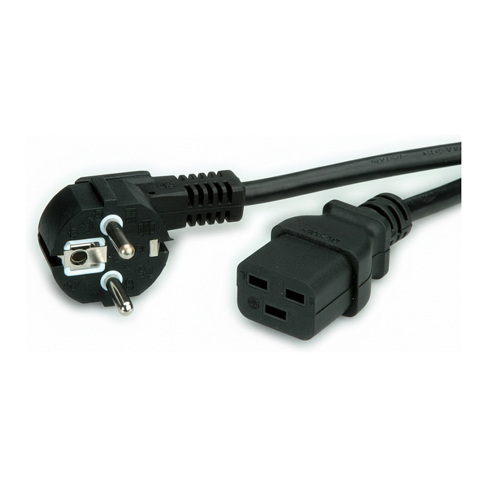 Strujni kabel VALUE Schuko (CEE 7/7) na IEC C19 (16A, 0.8m, crni)