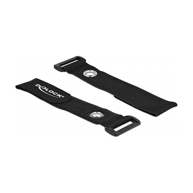 Velcro vezice za kabele DELOCK 150x20mm s omčom i ušicom (5 komada, crne)-1