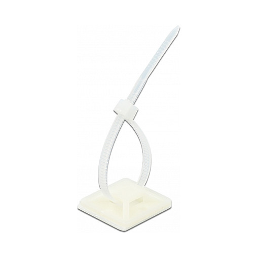 Samoljepljivi nosač s vezicom DELOCK 30x30mm (200x4.8mm vezica, bijeli, 10 kom)-1