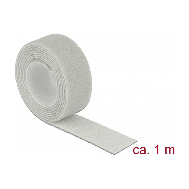 Vezica za kabele DELOCK čičak traka na roli (1 m x 20 mm, siva)