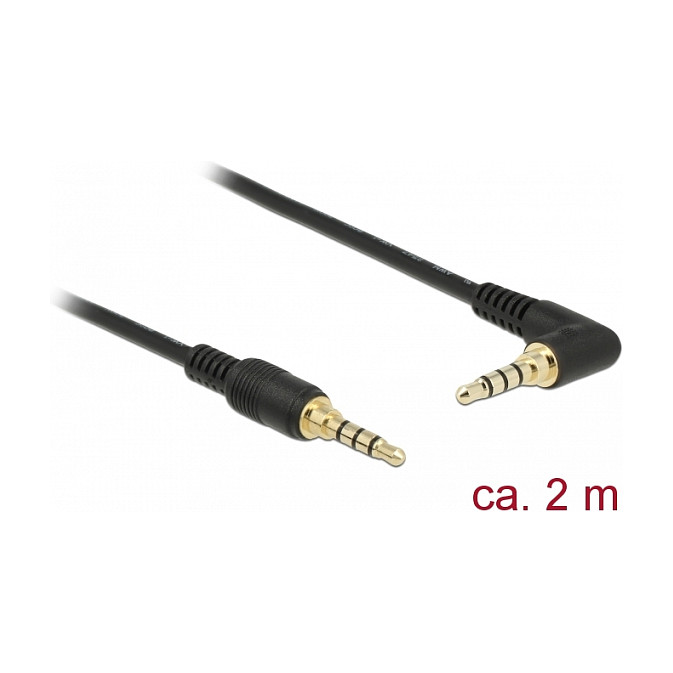 Audio kabel DELOCK 3.5mm 4-pinski (M na M kutni), 2m, crni-0
