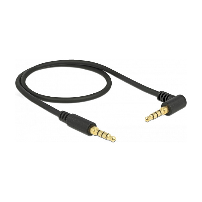 Audio kabel DELOCK 3.5mm 4-pinski (M) na 3.5mm 4-pinski kutni (M) 0.5m crni-1