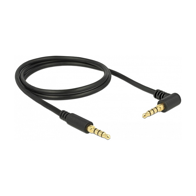 Audio kabel DELOCK 3.5mm 4-pinski (M) na 3.5mm 4-pinski kutni (M) 1m crni-1