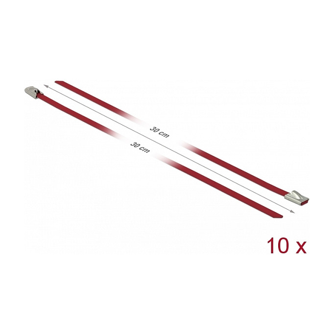 Vezice za kabele DELOCK 300 x 4.6 mm crvene (10 kom), nehrđajući čelik, do 45 kg-1