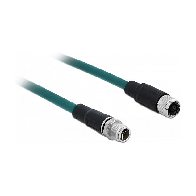 Mrežni kabel DELOCK M12 X-kodirani 8-pinski (M/Ž) 1m (Cat.6A, 10 Gbps, IP67, PUR)