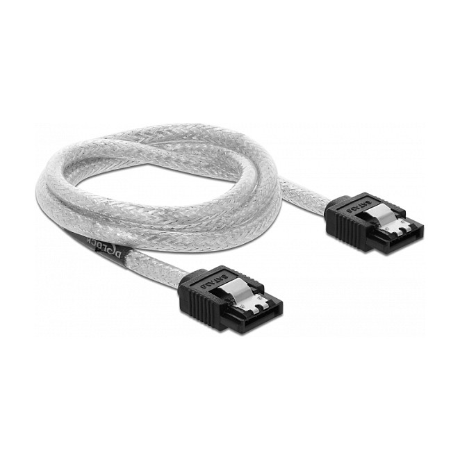SATA kabel DELOCK 6 Gb/s (70 cm, transparentni, metalne kopče)-0