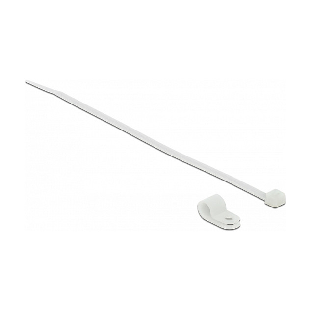 Set nosača za kabele s vezicama DELOCK 18863 (Ø 6.4 mm, 200x3.6 mm, 10 kom, bijeli)