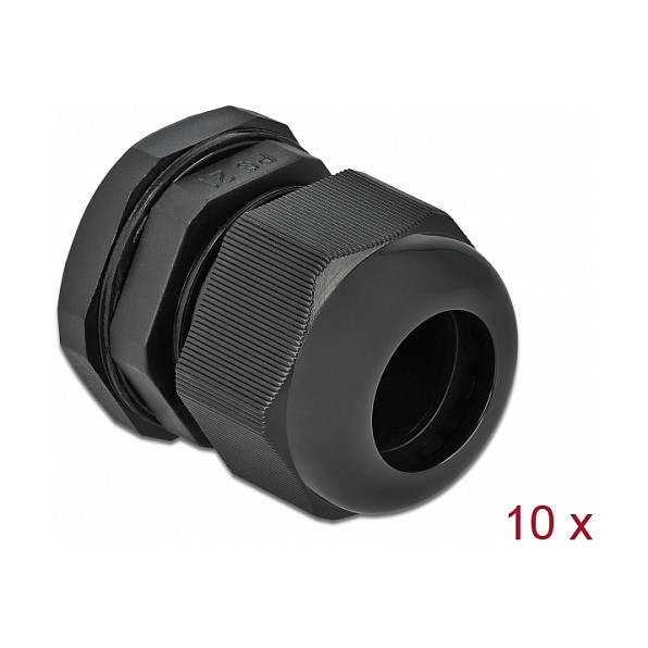 Uvodnica za kabel DELOCK PG21 (10 komada, IP68, 13-18 mm), crna