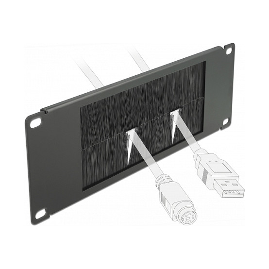 Panel s četkom za kabele DELOCK 10″ 2U za mrežni ormar-2