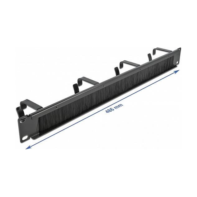 Panel za kabele DELOCK 19″ s četkom i 4 prstena 1U crni-1