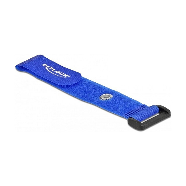 Velcro vezice DELOCK 190x25mm s omčom i ušicom za montažu, plave, 5 komada-0